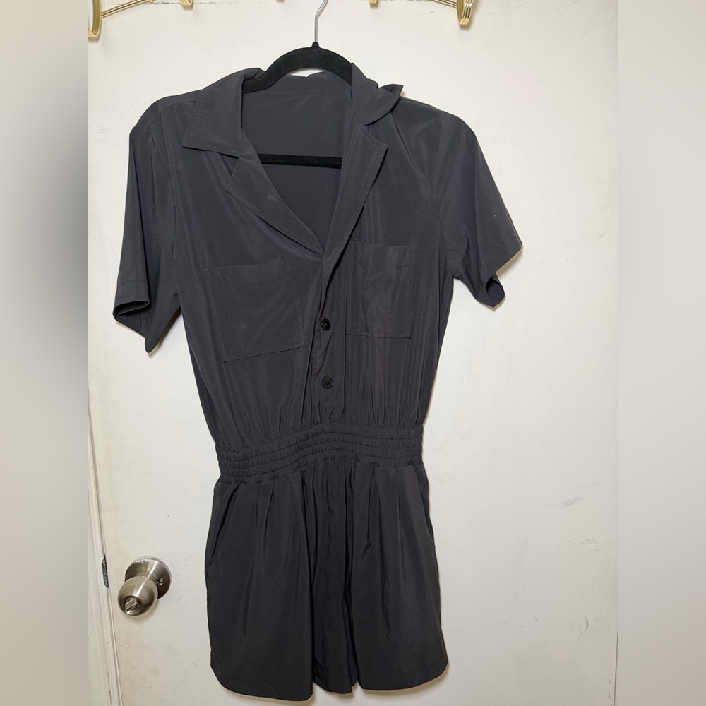 Vuori Trestles Twill Exercise Romper Charcoal